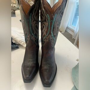 J.B. Dillon Brown and Teal Heeled Boots